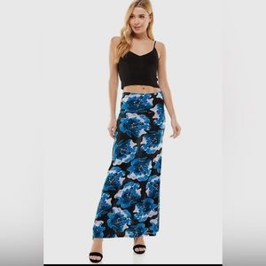 Floral Maxi Skirt in Blue